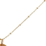 Collier doré médaillon ovale strié lapis lazulis 60 cm