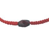 Bracelet doré cordon tressé rouge avec grenat