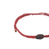 Bracelet doré cordon tressé rouge avec grenat