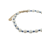 Bracelet doré perles de culture et lapis lazuli