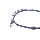 Bracelet doré cordon tressé violet avec améthyste