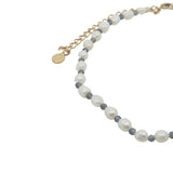 Chaine de cheville dorée en perles de culture et iolite