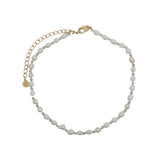 Chaine de cheville dorée perles de culture et labradorite