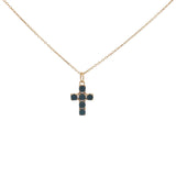 Gold necklace with square cross stones