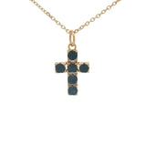 Gold necklace with square cross stones