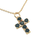 Gold necklace with square cross stones