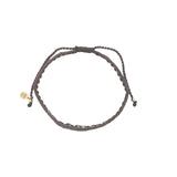 Bracelet brésilien doré fil tissé marron et crème "amour"