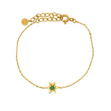 Bracelet doré petite étoile et onyx verte