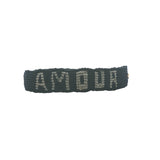 Bracelet brésilien doré fil tissé bleu marine et crème "amour"