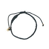 Bracelet brésilien doré fil tissé bleu marine et crème "amour"
