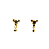 Boucles dorées onyx noire zircons et pampille
