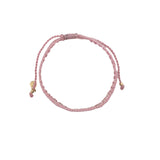 Bracelet brésilien doré fil tissé rose et crème "amour"