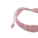 Bracelet brésilien doré fil tissé rose et crème "amour"