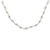 Collier doré alternance petites et grandes perles de culture avec noeuds beige 38 cm