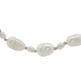 Collier doré alternance petites et grandes perles de culture avec noeuds beige 38 cm