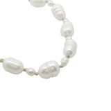 Collier doré alternance petites et grandes perles de culture avec noeuds beige 38 cm