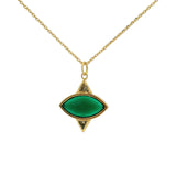 Gold necklace with faceted stone and triangles pendant