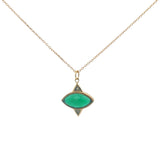 Gold necklace with faceted stone and triangles pendant