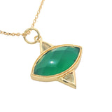 Gold necklace with faceted stone and triangles pendant