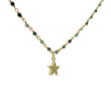 Collier doré étoile zircons et rubis zoisite