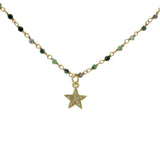 Collier doré étoile zircons et rubis zoisite