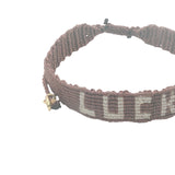 Bracelet brésilien doré fil tissé marron et crème "lucky"