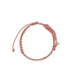 Bracelet brésilien doré fil tissé corail et crème "lucky"