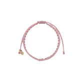 Bracelet brésilien doré fil tissé rose et crème "lucky"