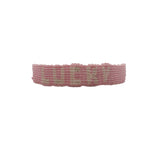Bracelet brésilien doré fil tissé rose et crème "lucky"