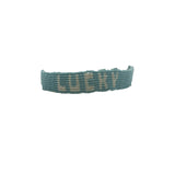 Bracelet brésilien doré fil tissé turquoise et crème "lucky"