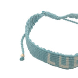 Bracelet brésilien doré fil tissé turquoise et crème "lucky"