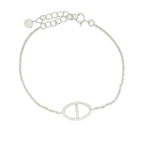 Oval silver bracelet and zircons