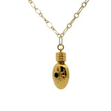 Collier doré et gourde porte bonheur serti d'onyx noir 60cm
