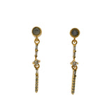 Boucles d'oreilles dorées pendantes en pierre de lune et zircons