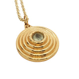Collier doré médaille striée prehnite 60 cm