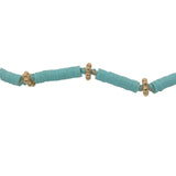 Chaine de cheville dorée disques vinyle turquoise et couronnes dorées