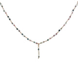 Collier doré tourmaline et petites perles de culture  50 cm