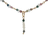 Collier doré tourmaline et petites perles de culture  50 cm