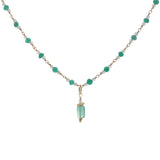 Collier doré en onyx verte et prehnite 50 cm