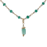 Collier doré en onyx verte et prehnite 50 cm