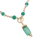 Collier doré en onyx verte et prehnite 50 cm