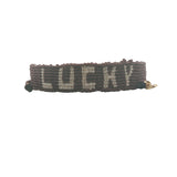 Bracelet brésilien doré fil tissé marron foncé et crème "lucky"