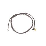 Bracelet brésilien doré fil tissé marron foncé et crème "lucky"
