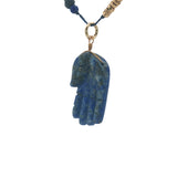 Collier doré lapis lazulis main de Fatma taillée dans la pierre 60 cm