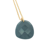 Gold necklace with faceted natural stone not set