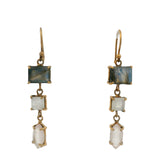 Golden earrings cascade of natural stones