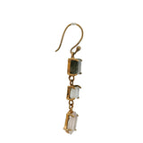 Golden earrings cascade of natural stones