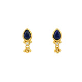 Gold earrings with drop stone and tassel