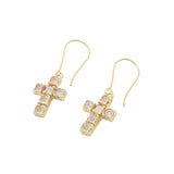 Boucles d'oreilles dorées croix avec pierres