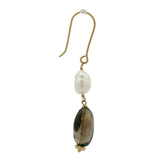 Golden stone and pearl earrings